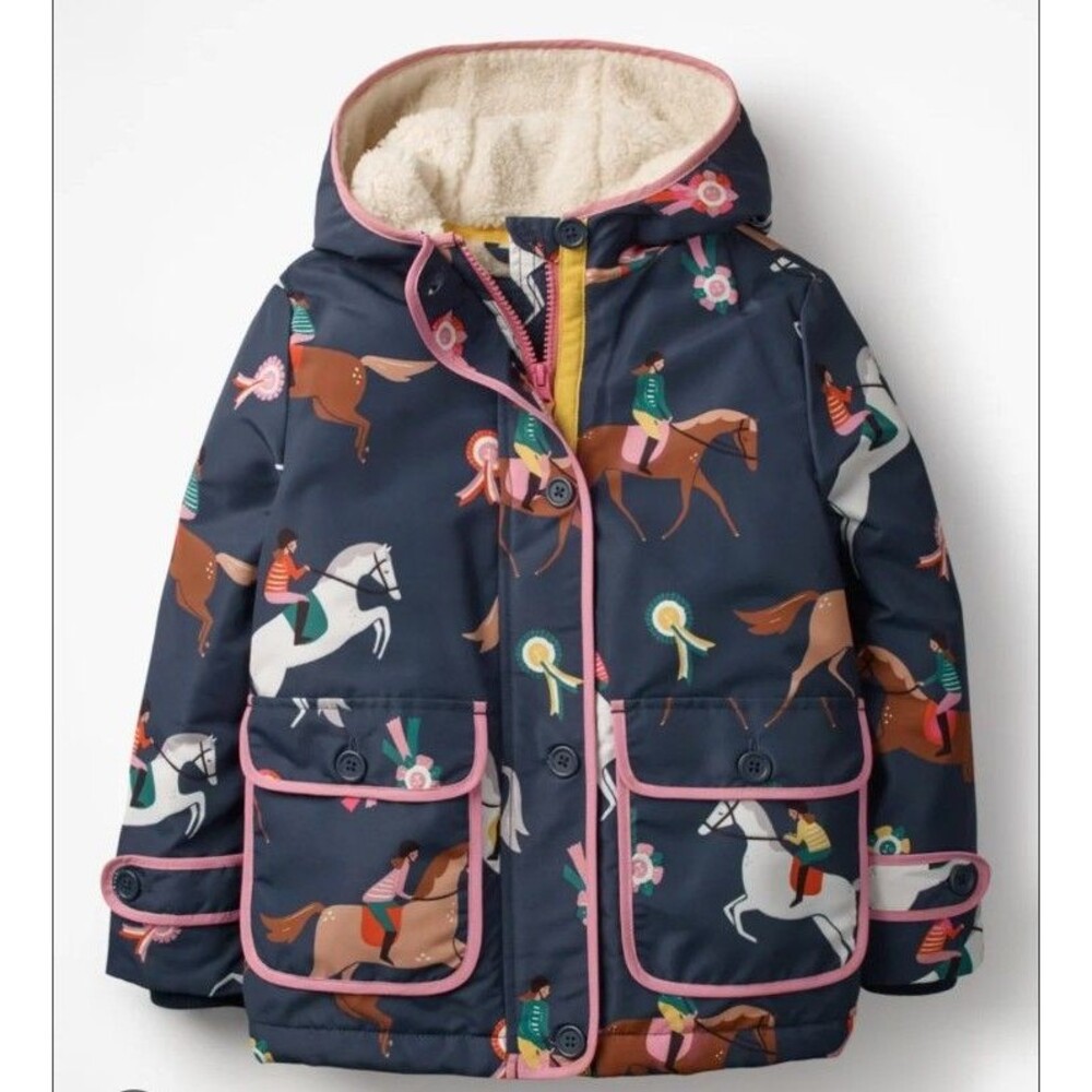 Mini Boden Girls navy blue anorak Jacket size 2/3